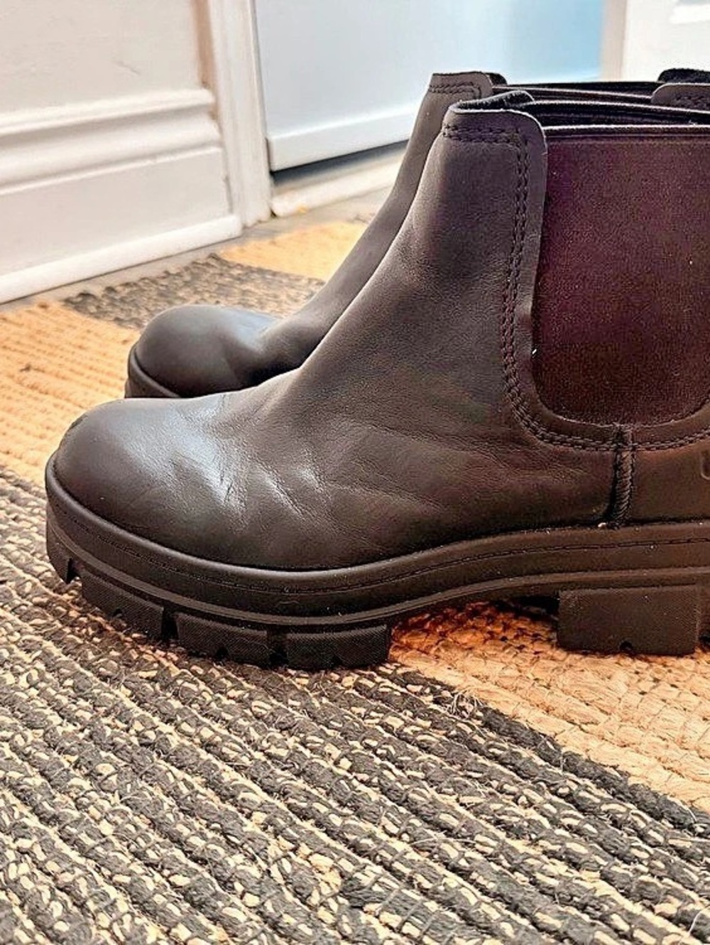 UGG Brooklyn Chelsea Black Lug Sole Ankle Boots